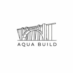 A minimalist line art logo featuring a stylized concrete arch bridge, symbolizing construction and infrastructure, with the text 