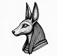 Anubis in profile: Capturing the majestic profile of Anubis, the ancient jackal-headed deity. The artwork is a detailed sketch, perfect for those fascinated by mythic narratives.