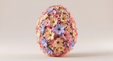 Elegant Easter Egg Adorned with Delicate Pastel Flowers – Spring Celebration