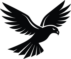 Majestic soaring hawk silhouette with wings spread