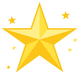Obraz premium Bright golden star with shimmering smaller stars, symbolizing excellence, success, and quality.