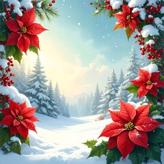 Winter poinsettia scene