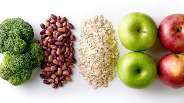 Nutrition infographic featuring high-fiber foods with labels, perfect for educational and wellness projects.