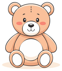 Cute Cartoon Teddy Bear Sitting Stuffed Animal Toy Illustration