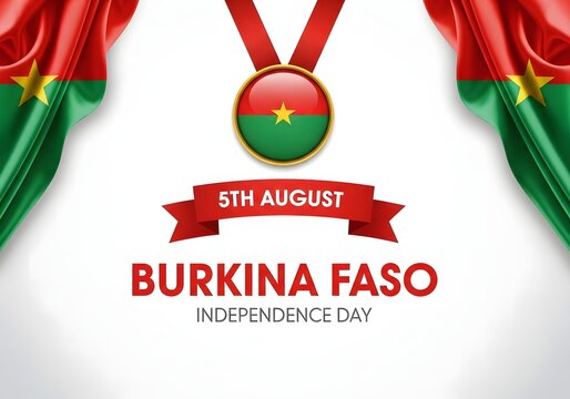 Burkina Faso Independence Day Celebration with National Flag and Medal