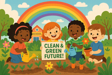 Clean and Green Environment Concept For Kids Learning