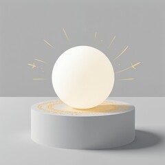 Elegant White Sphere with Golden Reflections Minimalist Background