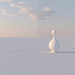 Minimalist White Sculpture with Golden Reflections