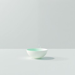 Minimalist White Sphere with Green Glow White Background