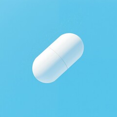 Glossy White Capsule Turquoise Background with Copy Space