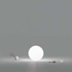 Minimalist White Object Vast Monochrome Space