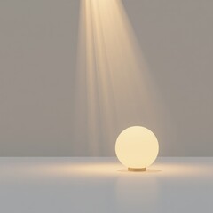 Minimalist White Object with Golden Light Rays