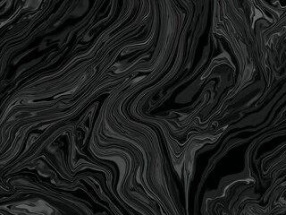 An abstract black marble background. A fluid, swirling pattern of dark grey and black liquid ink or paint.