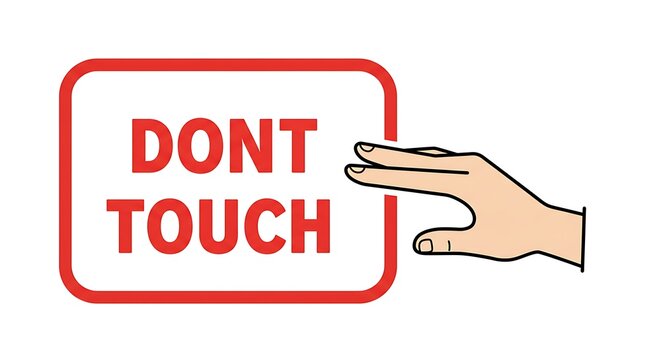 Illustration of dont touch sign with hand gesture warning prohibition message