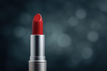 Vibrant red lipstick stands elegantly against a blurred, bokeh-filled backdrop