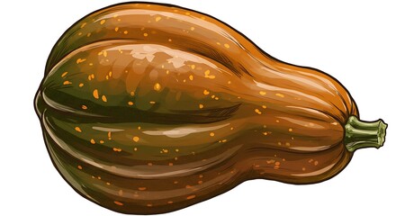 Illustrative pumpkin isolated view of fresh autumnal vegetable