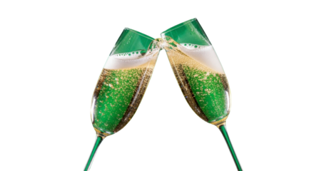 Champagne glasses clinking together celebrating joyous moments with effervescent bubbles and golden liquid sparkling brightly