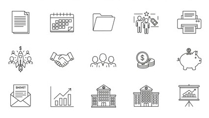 Minimalist vector icon set  business and office