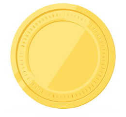 Shining blank gold coin illustration representing currency finance or reward