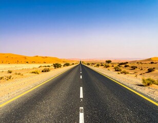 Fototapeta premium Straight Desert Road Stretching to the Horizon