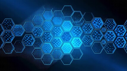 Blue hexagon tech background digital network technology futuristic abstract design wallpaper - Powered by Adobe