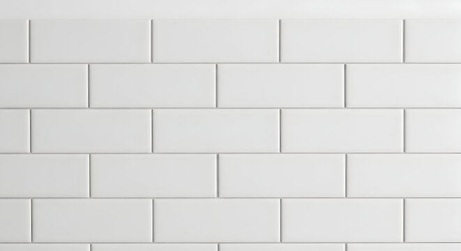 Elegant white ceramic subway tile pattern for a modern kitchen or bathroom renovation project, perfect for a clean and minimalist aesthetic design