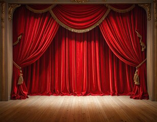 Red Velvet Theater Curtains Stage