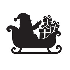 Santa Claus Sleigh with Gifts, Christmas Holiday Vector Illustration