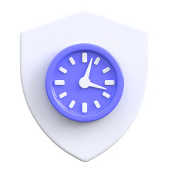 Clock Time Management Shield 3D Icon