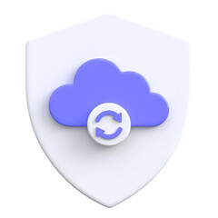 Cloud Sync Shield 3D Icon