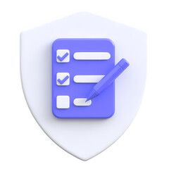 Form Checklist Shield 3D Icon