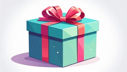 Obraz premium A vector illustration of a gift box with ribbon bow flat colorful style isolated on white background 