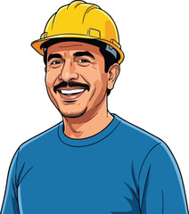 A smiling Indian worker with cap vector illustration
