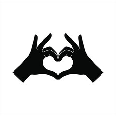 Silhouette hands forming a heart shape gesture of love and care symbol
