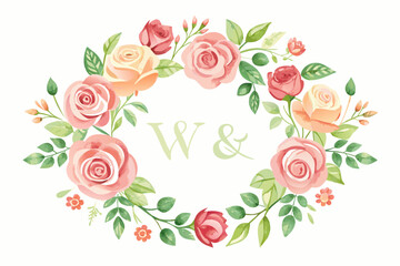 Elegant Watercolor Floral Monogram Logos with Botanical Wreaths and Gold Calligraphy