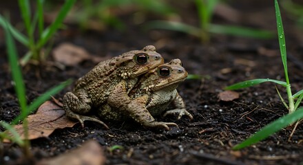 Fototapeta premium Two toads close up