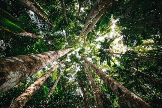 Dense Tropical Forest Canopy Viewed From Below