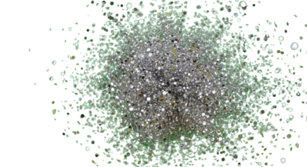 Sparkling silver glitter explosion with vibrant green highlights, perfect for festive celebrations and dynamic design accents