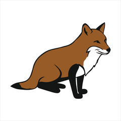 Cute cartoon fox sitting serenely its natural fur colors vividly rendered