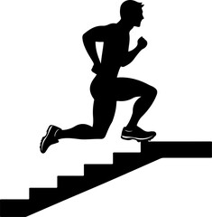 climbing stairs silhouette vector illustration