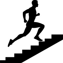 climbing stairs silhouette vector illustration