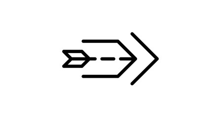 Minimalist arrow icon depicting direction and movement on white background