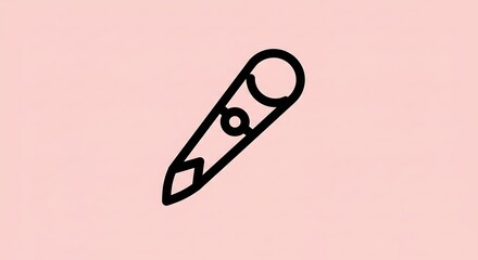 Minimalist black outline icon of a writing pencil against a pastel background