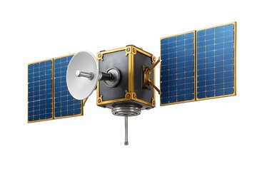 Detailed Satellite Illustration on White Background for Space Exploration Concepts