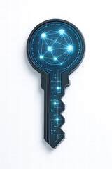 Digital key concept representing cyber security encryption and data protection
