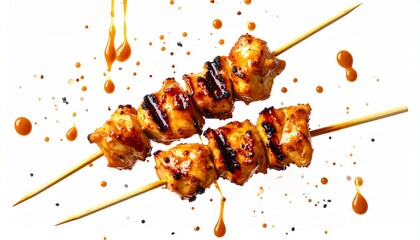 Tantalizing chicken skewers with vibrant glaze offer a delicious and modern culinary experience, perfect for food blogs and cooking promotions