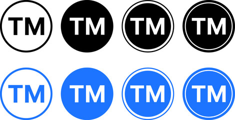 trademark or TM mark icon set. trade mark symbol. TM sign