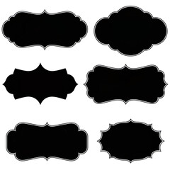 Collection of elegant black frames with white outlines for decorative design elements