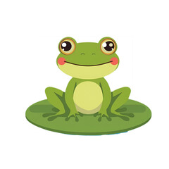 green frog on white background