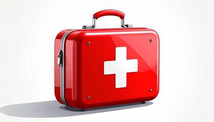 Obraz premium A vector drawing of a first aid kit with cross symbol flat medical style isolated on white background 